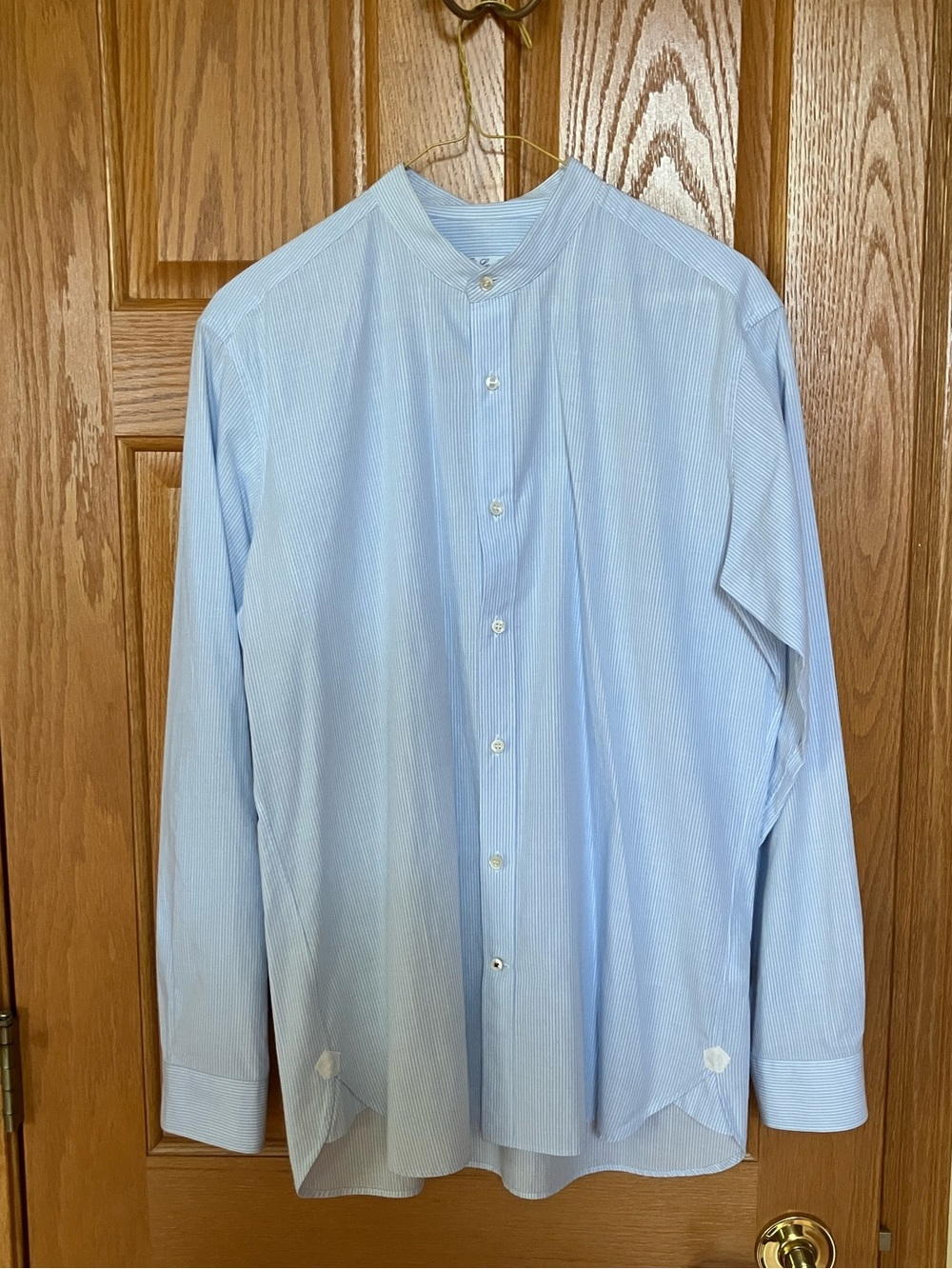 Loro Piana - Grandad-Collar Striped Cotton Shirt - Blue